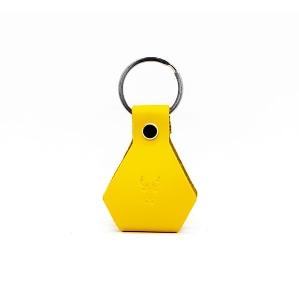 Porte-clés en cuir recyclé WOODSTAG jaune