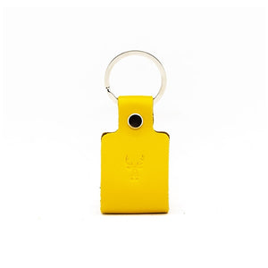 Porte-clés en cuir recyclé WOODSTAG jaune