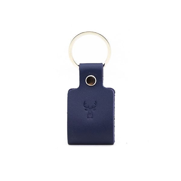 Porte-clés en cuir recyclé WOODSTAG bleu