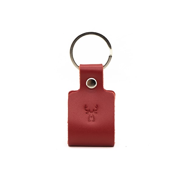 Porte-clés en cuir recyclé WOODSTAG rouge
