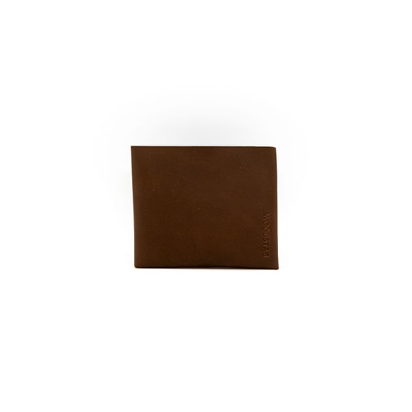 portefeuille en cuir recyclé origami WOODSTAG leather wallet brun foncé