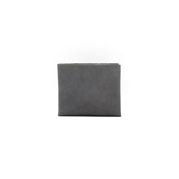 portefeuille en cuir recyclé origami WOODSTAG leather wallet gris